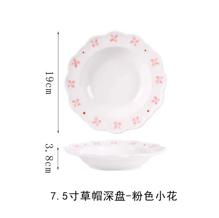 Plato de flor de cerámica pintado a mano tableware view 10