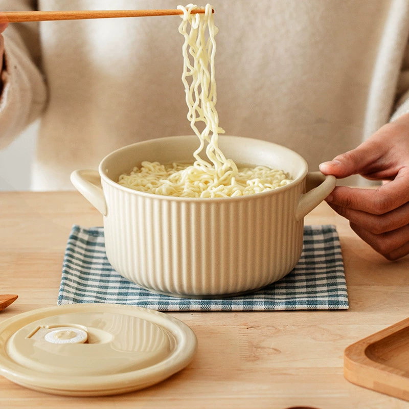 Керамическая миска для лапши с крышкой tableware view 2