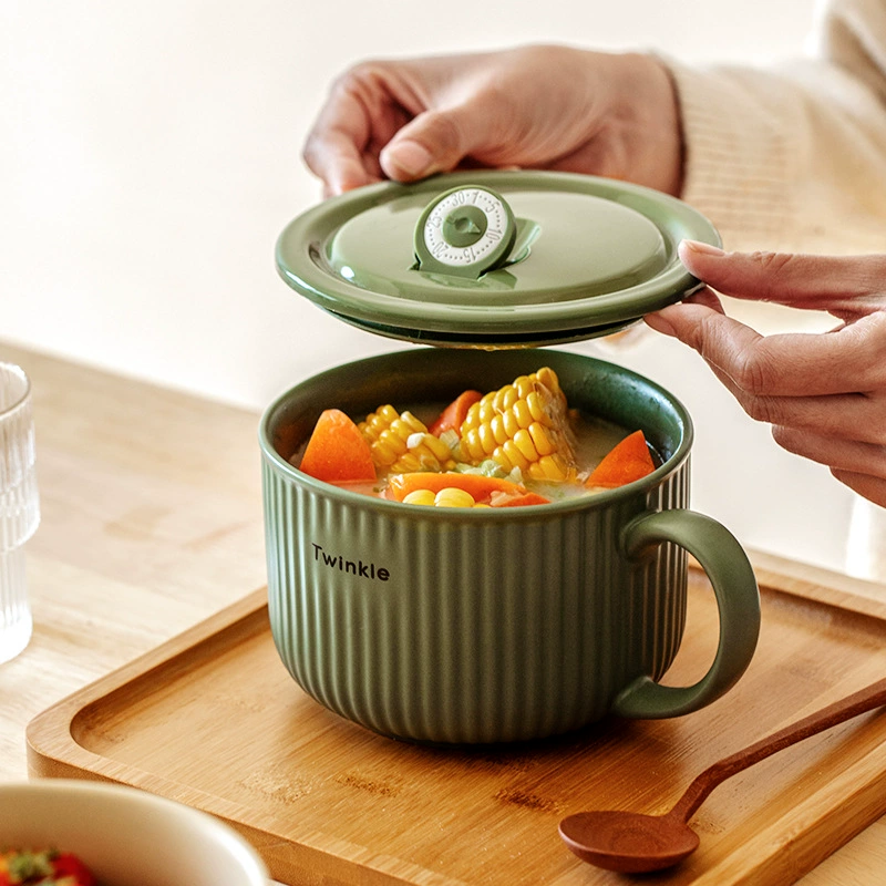 Керамическая миска для лапши с крышкой tableware view 3