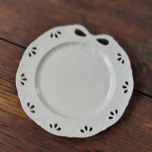 Butterfly Embossed Ceramic Cake Plate