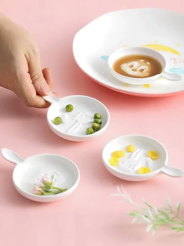 エンボス陶器取っ手付きソース皿