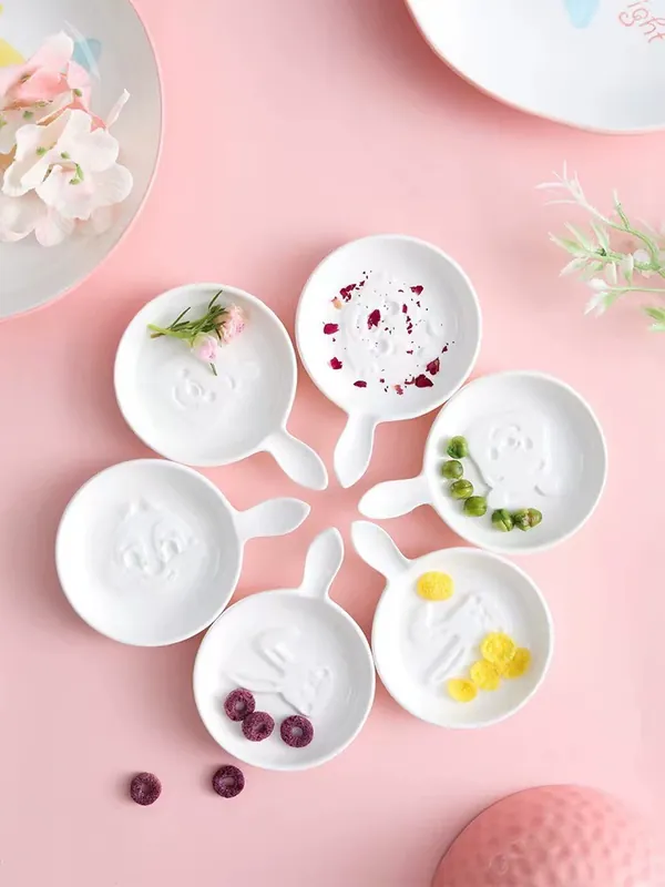 エンボス陶器取っ手付きソース皿 tableware view 3