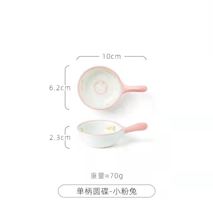 Hand-Painted Ceramic Sauce Dish with Handle tableware view 9