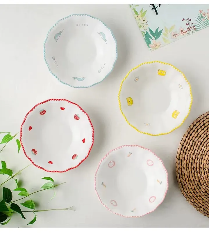 Embossed Ceramic Fruit Bowl tableware view 2