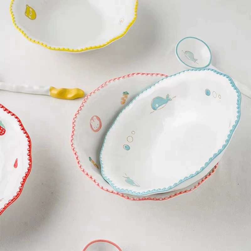 Embossed Ceramic Fruit Bowl tableware view 4