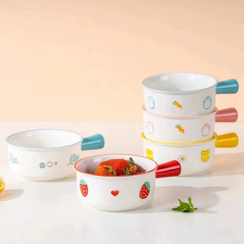 Hand-Painted Ceramic Baby Bowl with Handle tableware view 5