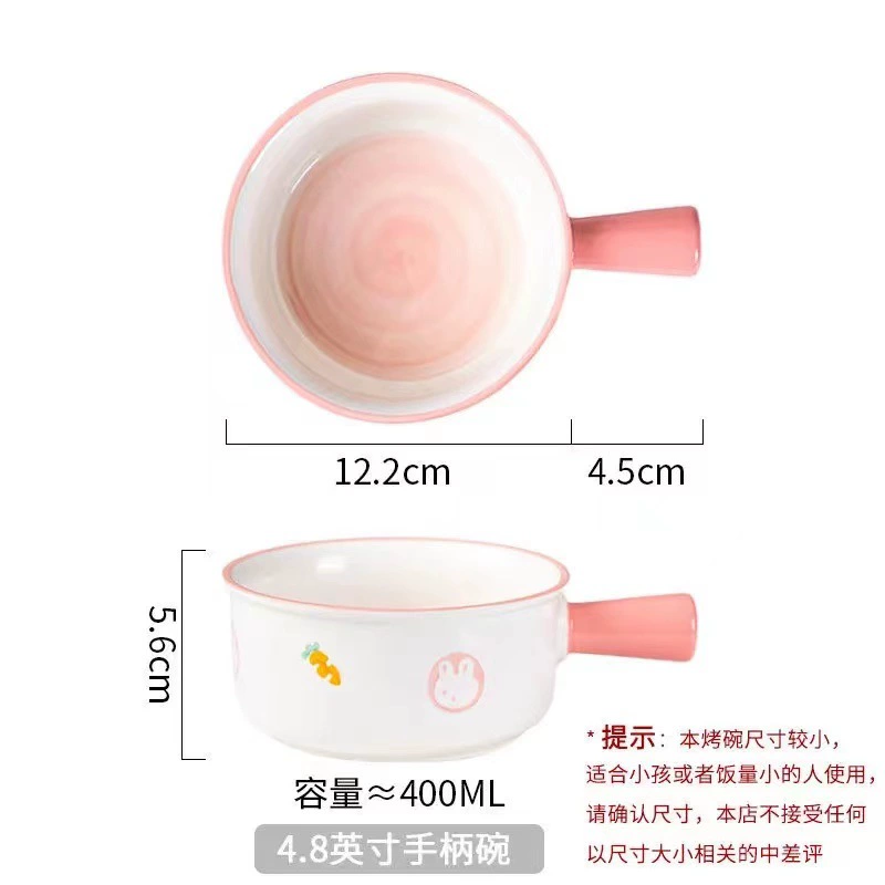 Hand-Painted Ceramic Baby Bowl with Handle tableware view 6