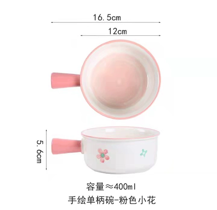 Hand-Painted Ceramic Baby Bowl with Handle tableware view 7