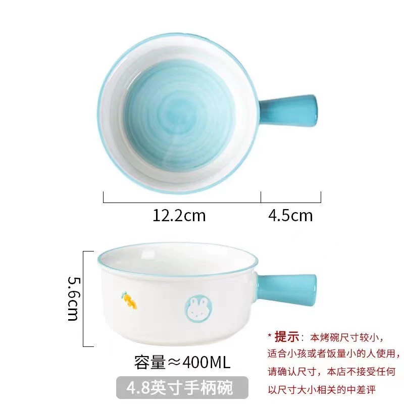 Hand-Painted Ceramic Baby Bowl with Handle tableware view 9