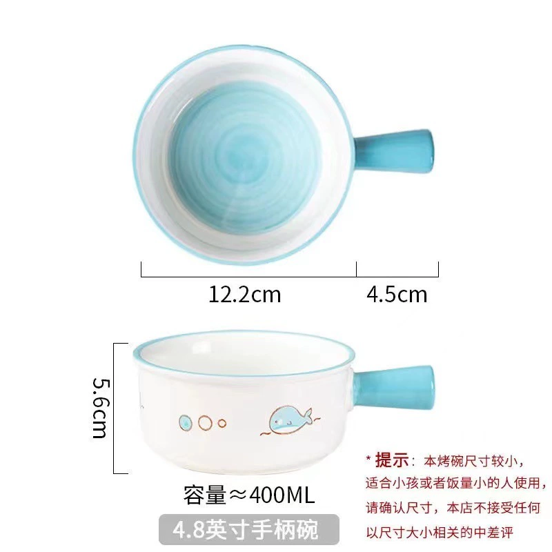 Hand-Painted Ceramic Baby Bowl with Handle tableware view 10