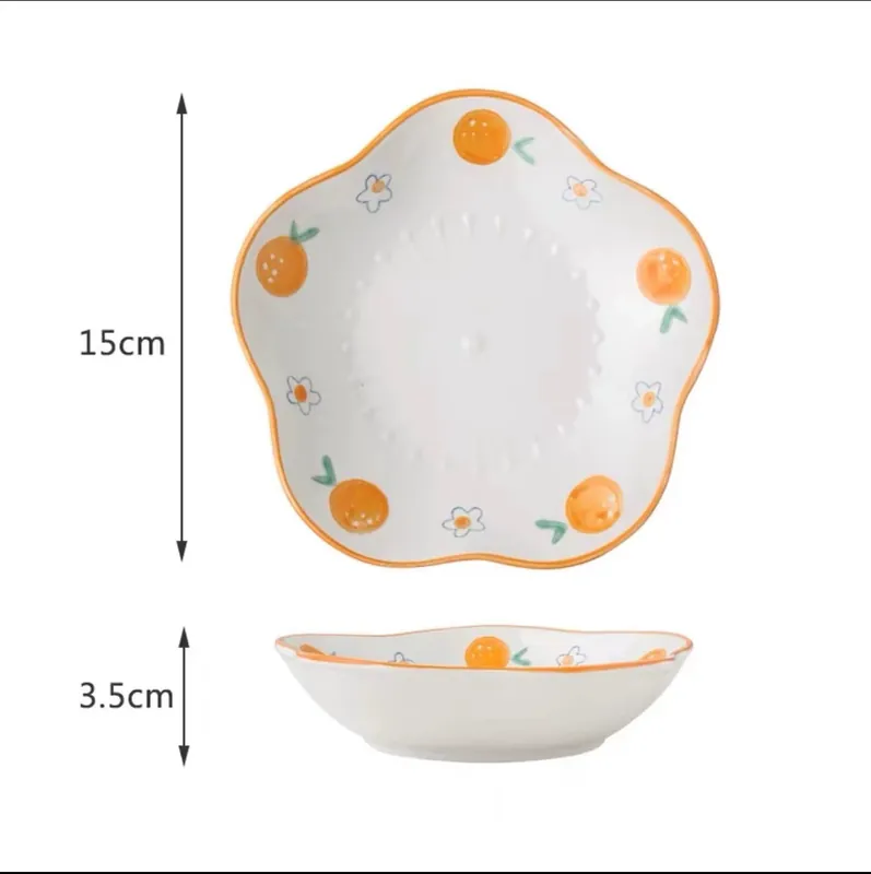 Assiette fleur en céramique peinte à la main tableware view 7