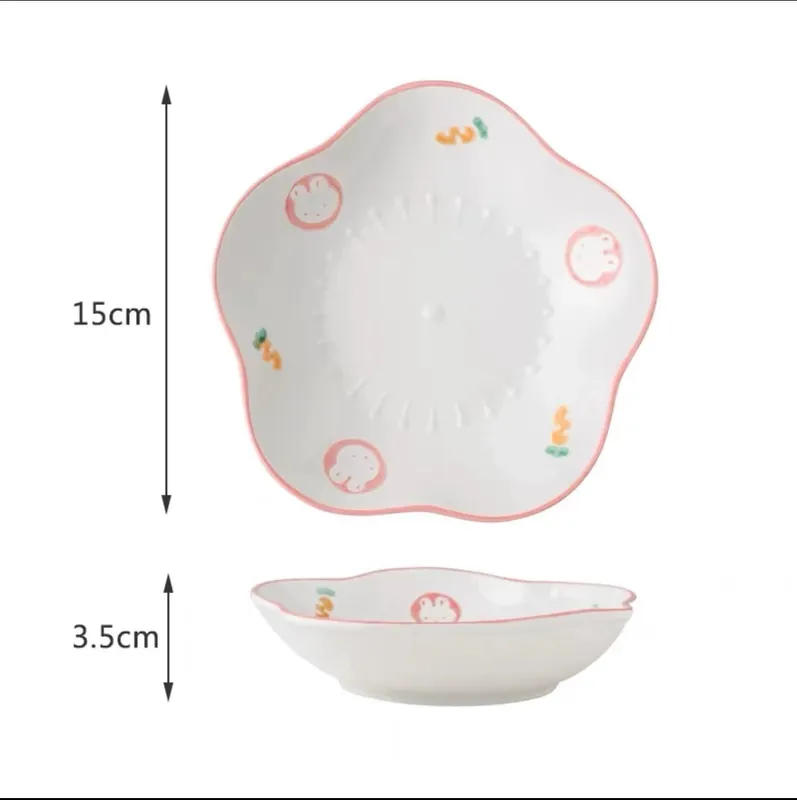 Assiette fleur en céramique peinte à la main tableware view 8