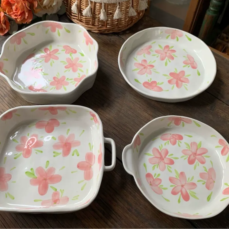 طقم أطباق سيراميك زهري فرنسي tableware view 5