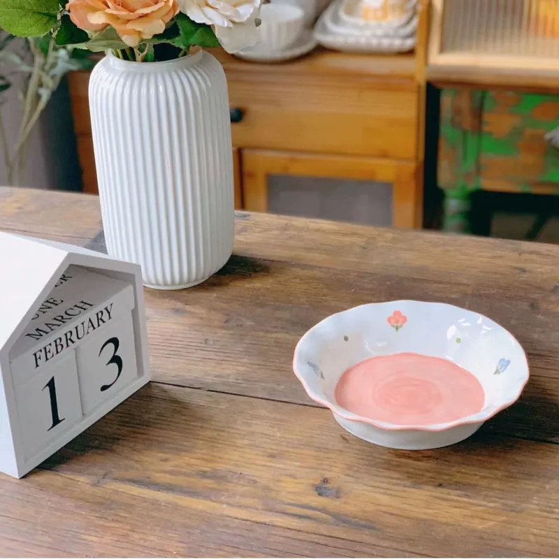 Hand-Painted Floral Rim Soup Bowl tableware