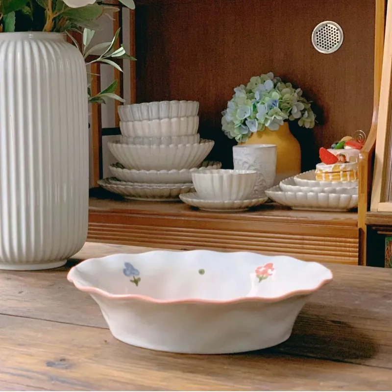 Hand-Painted Floral Rim Soup Bowl tableware view 2