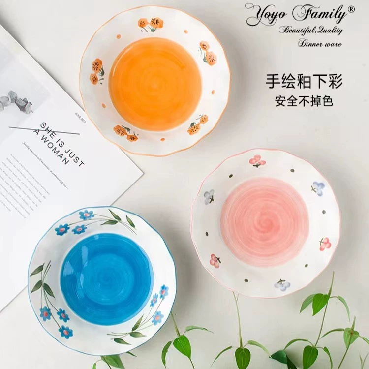 Hand-Painted Floral Rim Soup Bowl tableware view 3