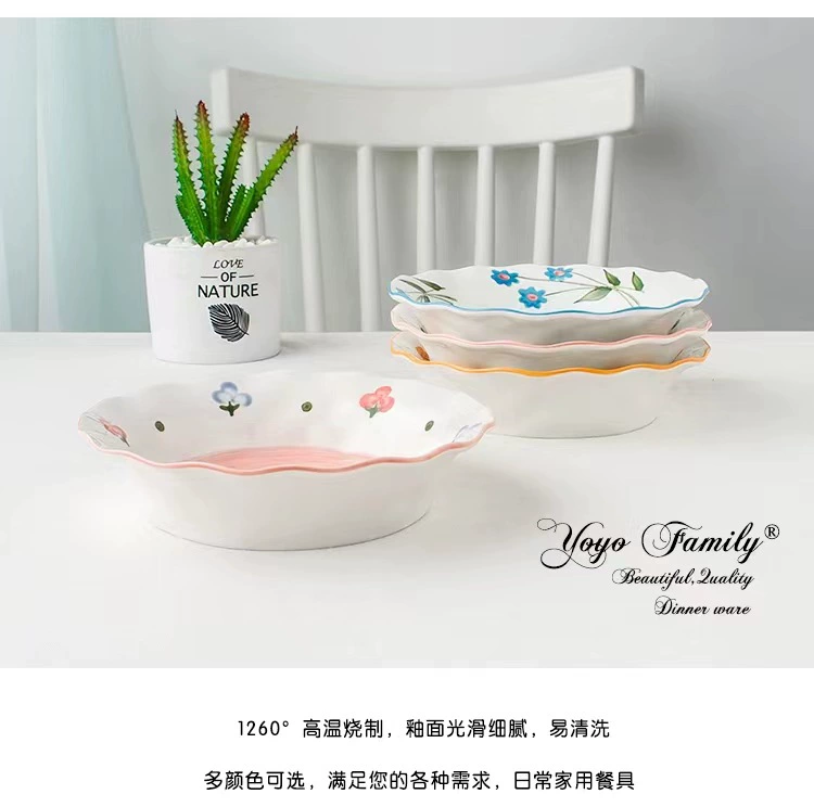 Hand-Painted Floral Rim Soup Bowl tableware view 4