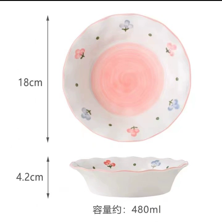 Hand-Painted Floral Rim Soup Bowl tableware view 5