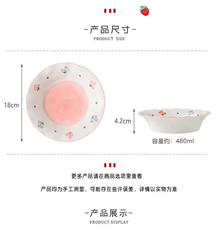 Hand-Painted Floral Rim Soup Bowl tableware view 6