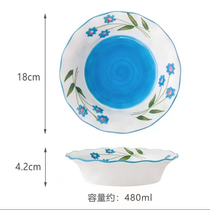 Hand-Painted Floral Rim Soup Bowl tableware view 7