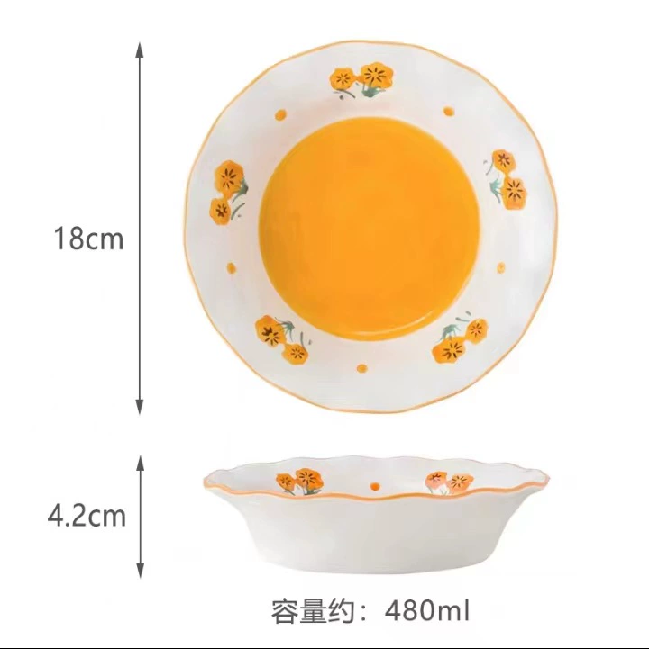 Hand-Painted Floral Rim Soup Bowl tableware view 8