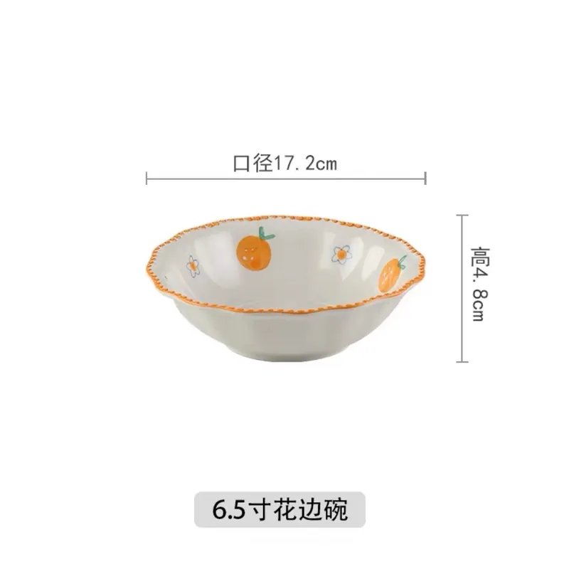 Orange Pattern Soup Bowl and Plate Set tableware view 9