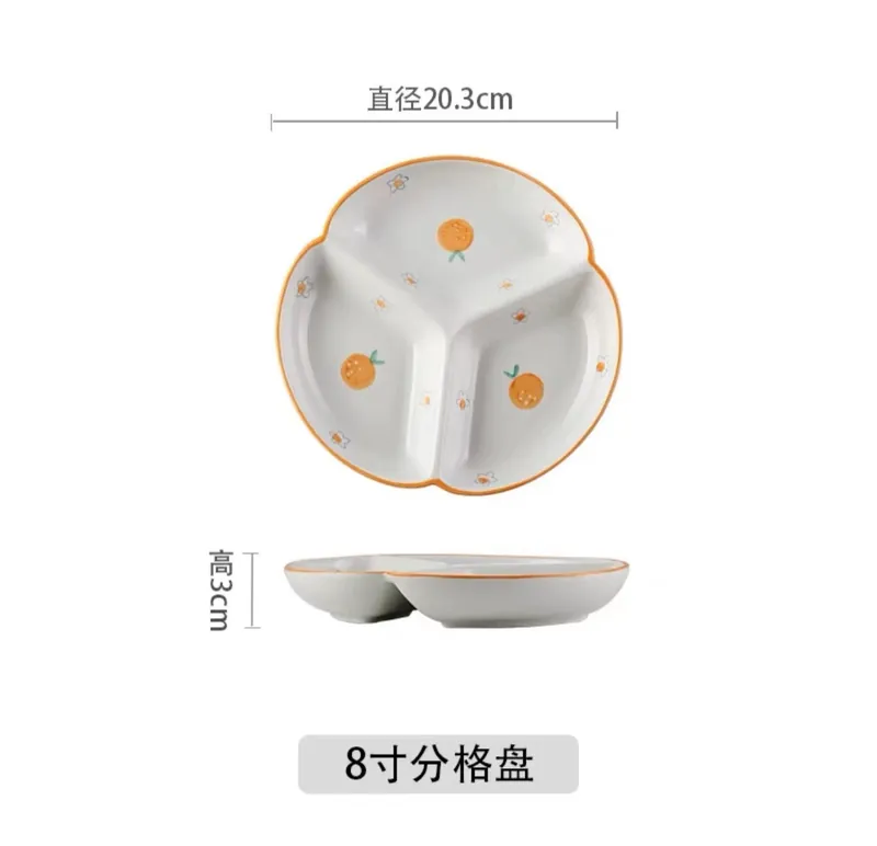 Orange Pattern Soup Bowl and Plate Set tableware view 10