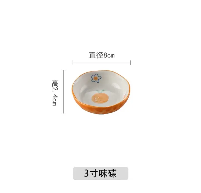 Orange Pattern Soup Bowl and Plate Set tableware view 12