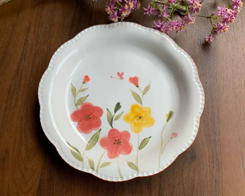 손그림 비즈 림 접시 tableware view 2