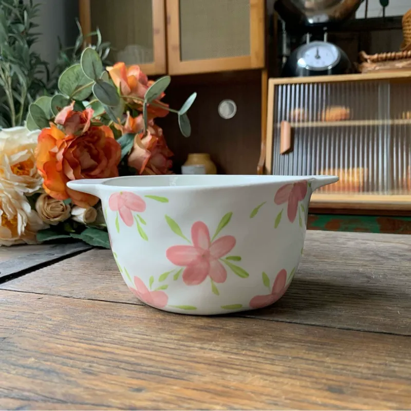Hand-Painted Irregular Double Handle Bowl tableware view 2