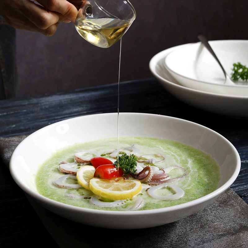 White Porcelain Soup Bowl tableware view 3