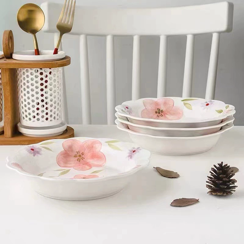 Hand-Painted 8 Inch Floral Rim Plate tableware view 2