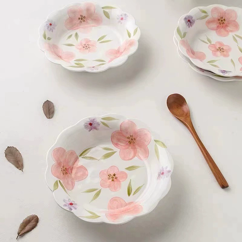 Hand-Painted 8 Inch Floral Rim Plate tableware view 3
