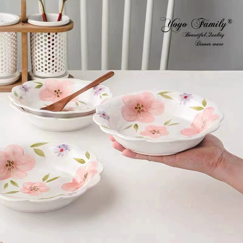 Hand-Painted 8 Inch Floral Rim Plate tableware view 4