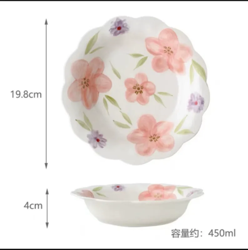 Hand-Painted 8 Inch Floral Rim Plate tableware view 6