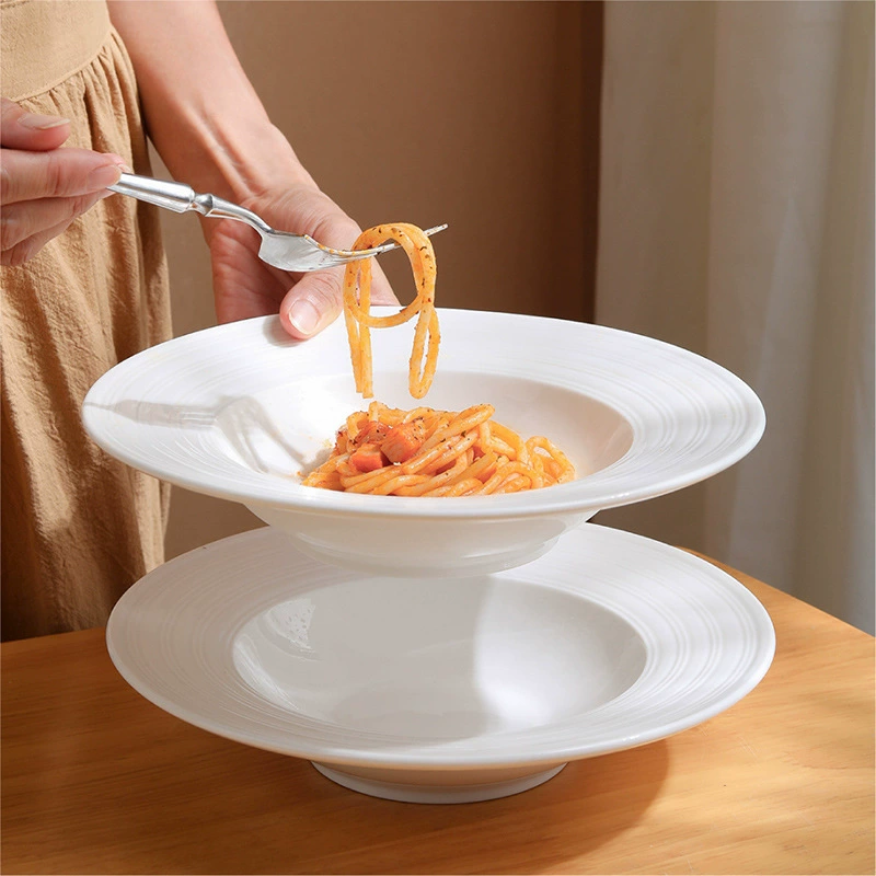 White Porcelain Pasta Plate tableware view 2