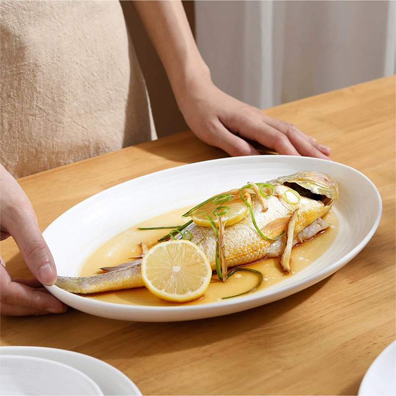 Striped Oval Fish Plate