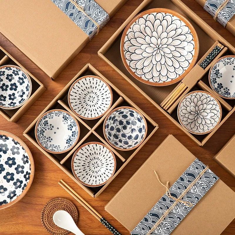 크라프트 상자에 담긴 크리에이티브 도자기 식기 세트 tableware view 4