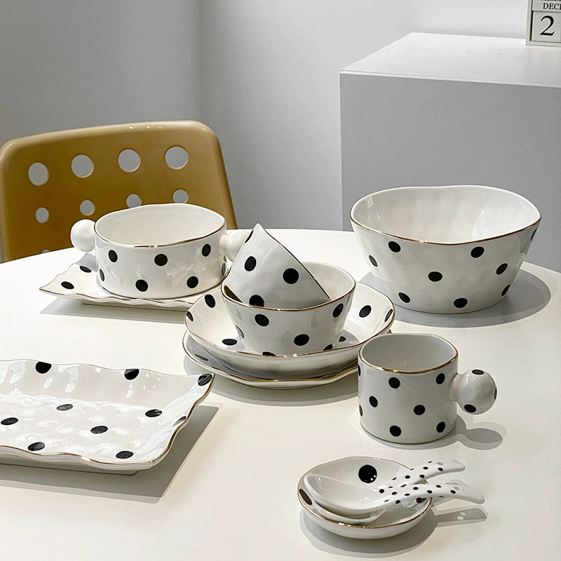 Polka Dot Ceramic Dinnerware Set