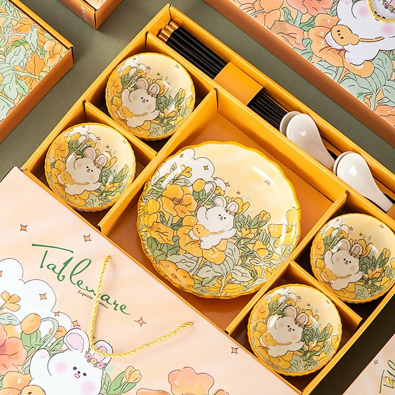 Porcelain Dinnerware Set with Rabbit Design