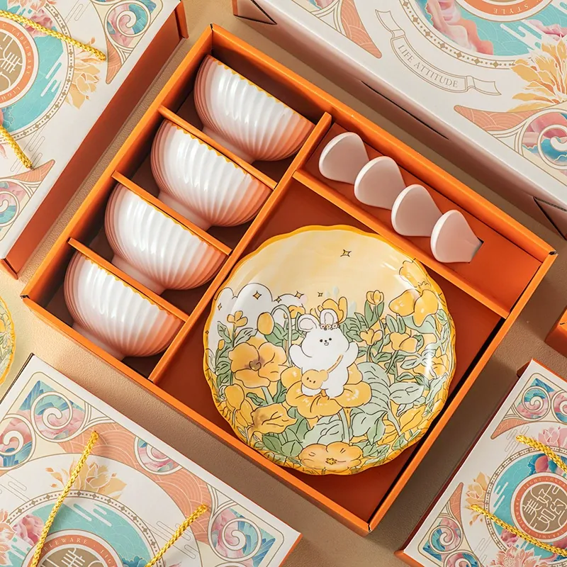 Porcelain Dinnerware Set with Rabbit Design