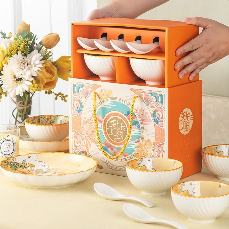토끼 디자인 도자기 식기 세트 tableware view 2