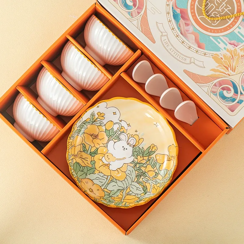 토끼 디자인 도자기 식기 세트 tableware view 4