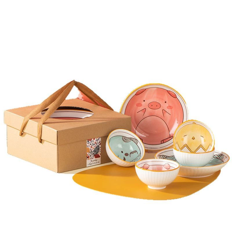 Фарфоровый набор посуды сине-белый в подарочной коробке tableware view 5