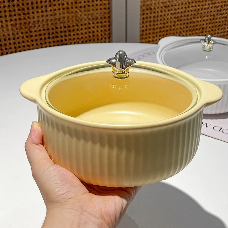 وعاء نودلز بورسلين مع غطاء ومقابض tableware view 4