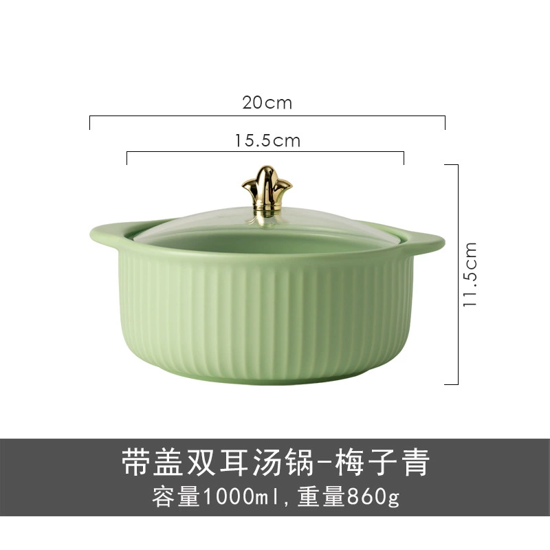 وعاء نودلز بورسلين مع غطاء ومقابض tableware view 8