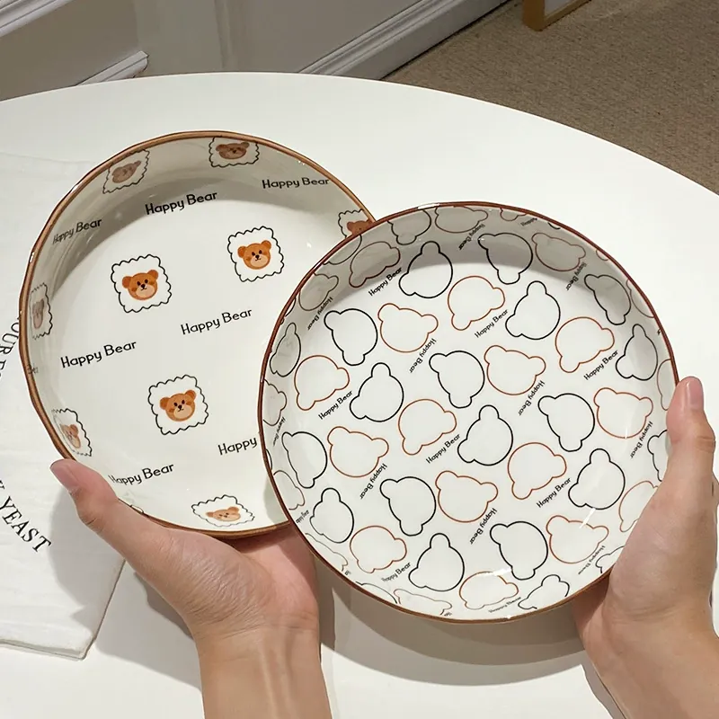 Porcelain Deep Plate with Bear Design tableware view 2