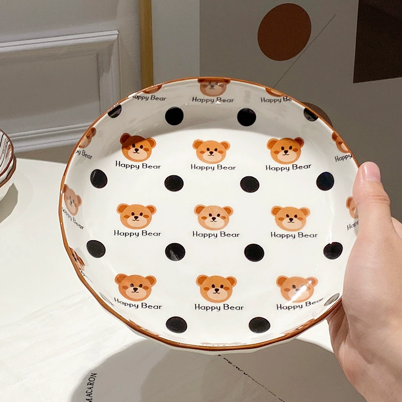 Porcelain Deep Plate with Bear Design tableware view 3