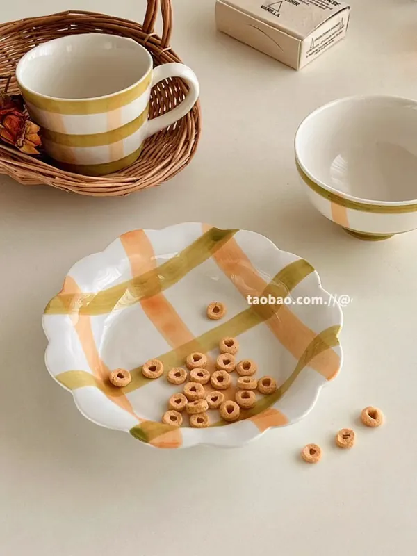 European Painted Deep Plate and High Bowl