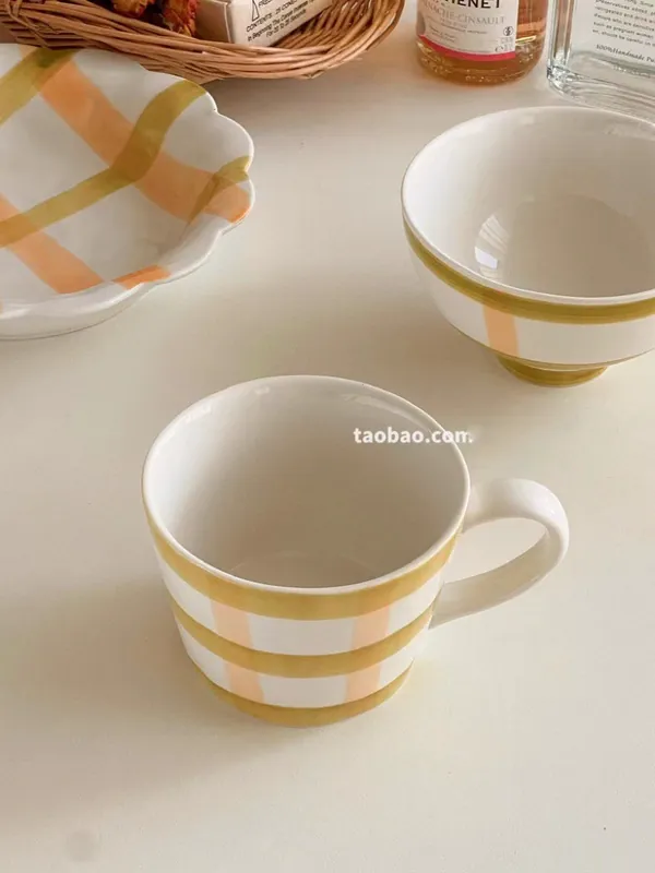 European Painted Deep Plate and High Bowl tableware view 2